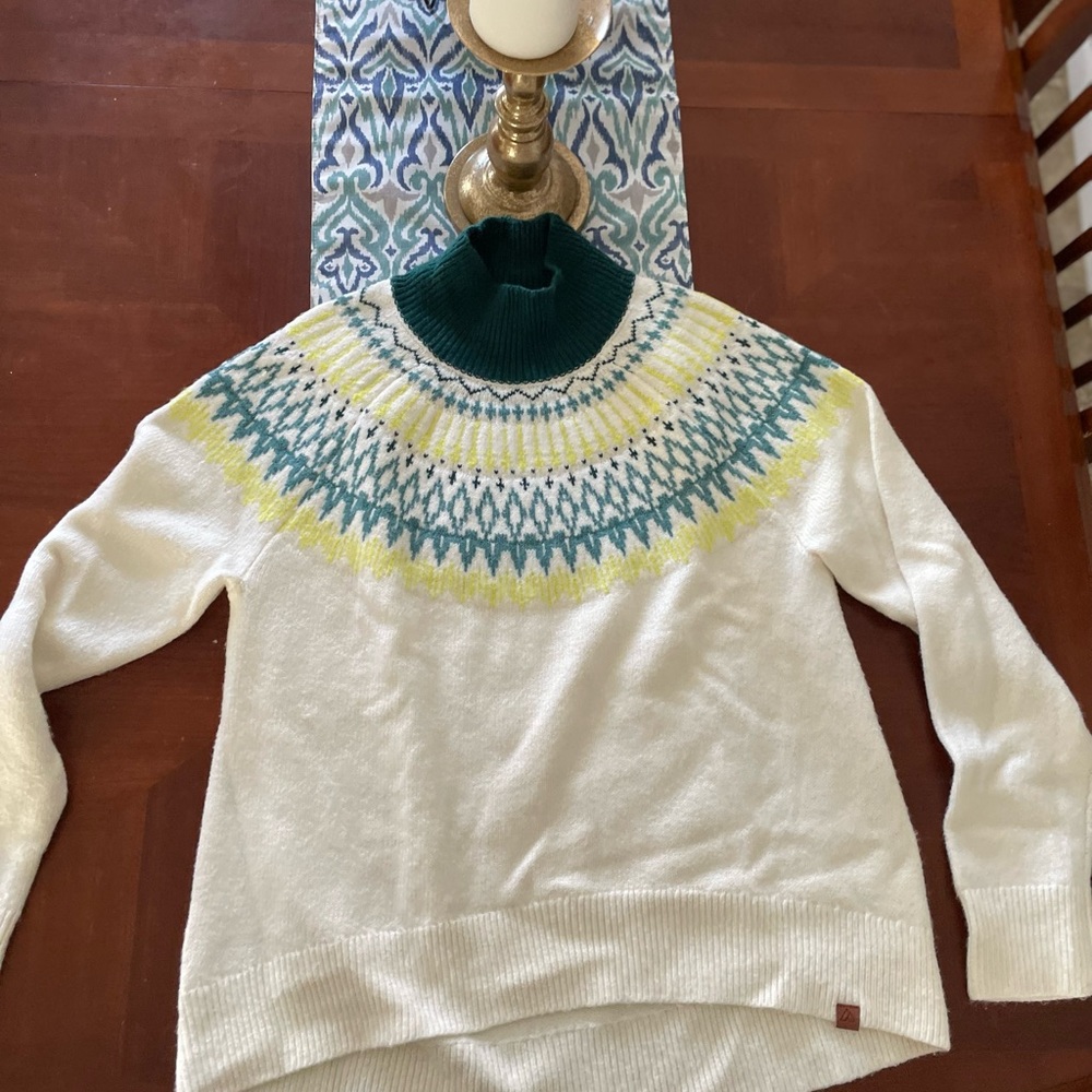 Alpine Design Women's Dawn Calm Fair Isle Mock Neck Sweater